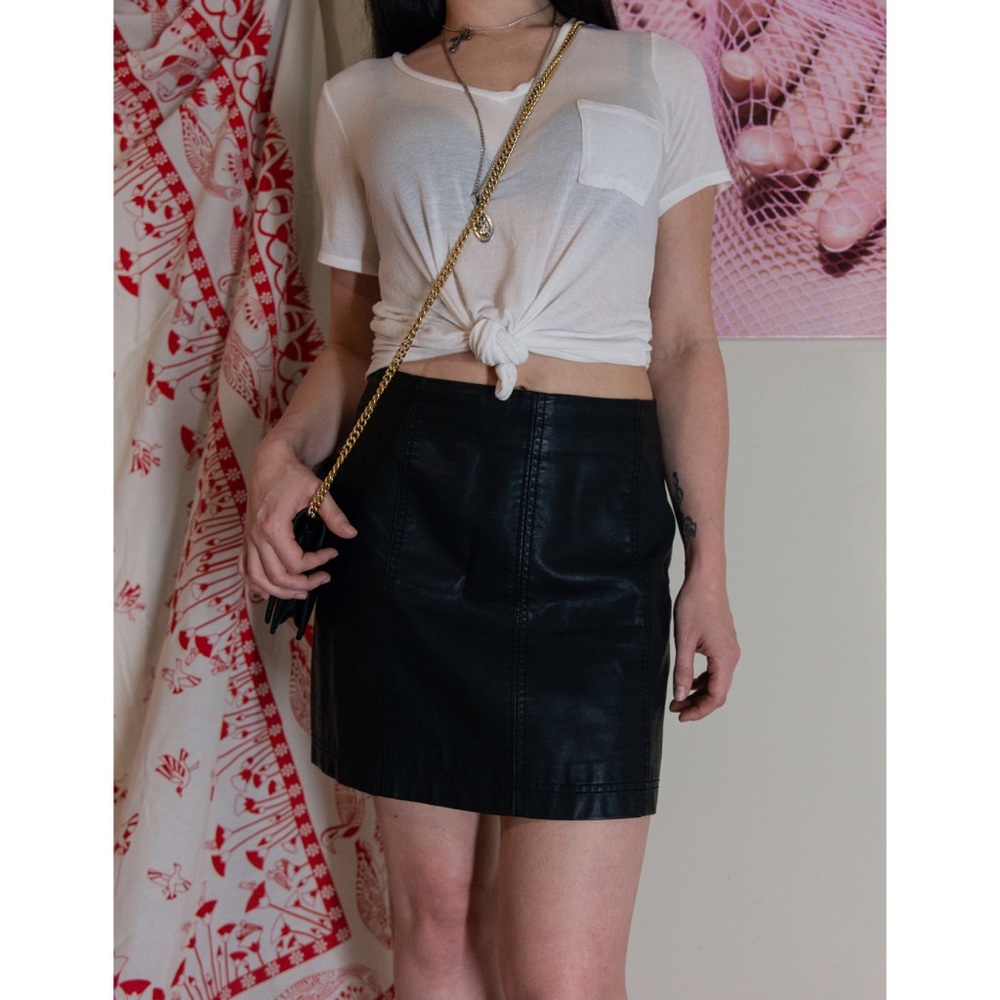 Free people faux leather mini skirt